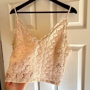 H&M Cream lace crop top L